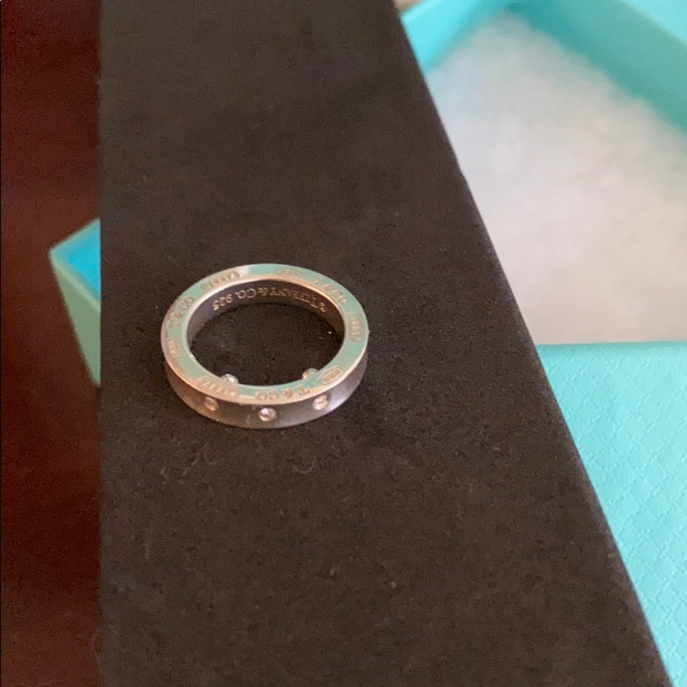 1837 Tiffany sterling silver ring 3 tiny diamonds